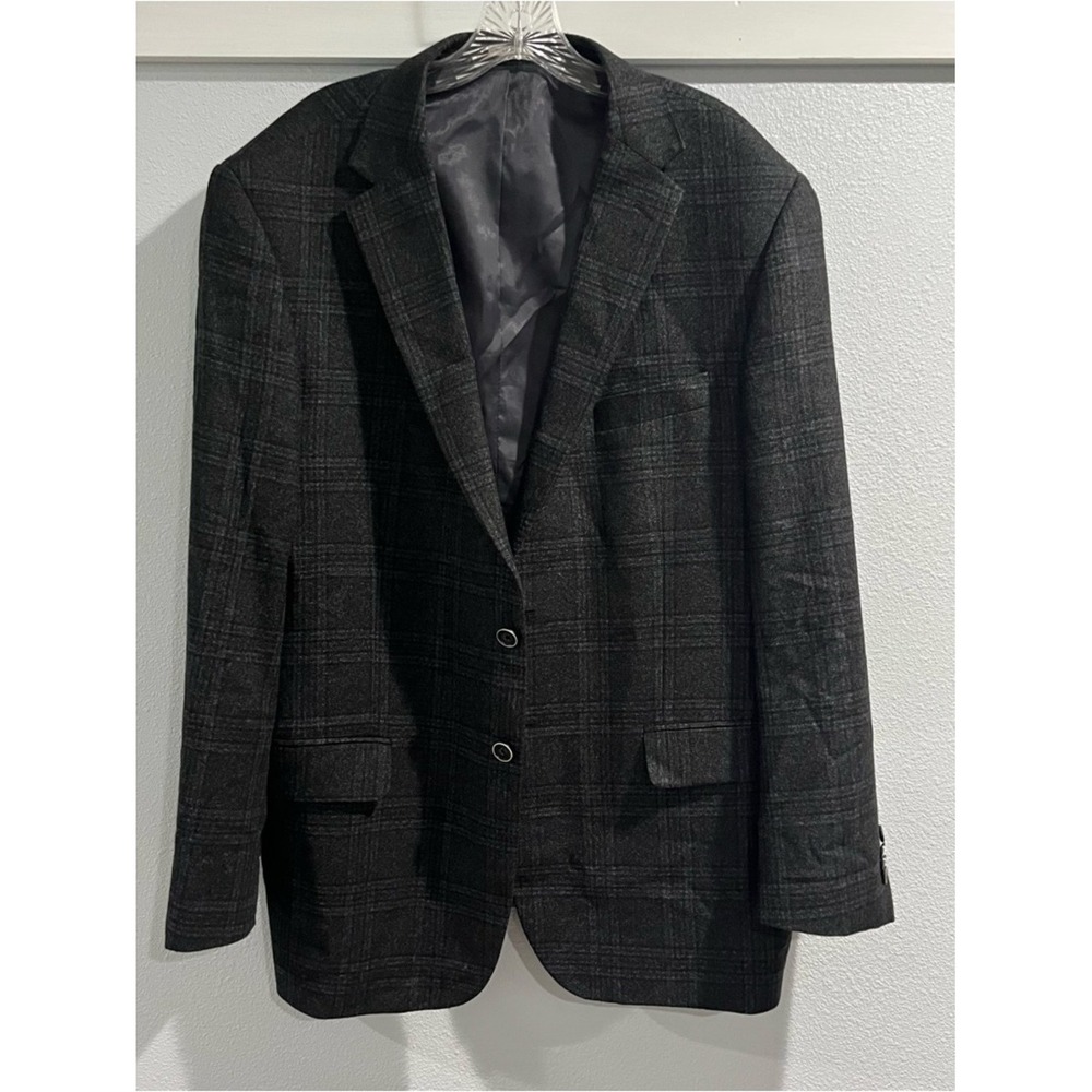 Joseph Abboud Sport Coat 46R Plaid Tollegno 1900 Italian Fabric Windowpane